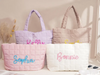 Monogrammed Shoulder Bag for Women's, Gift for Her, Beach Bag Embroidered Quilted Nylon Tote Bag TH10 169615