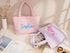 Monogrammed Shoulder Bag for Women's, Gift for Her, Beach Bag Embroidered Quilted Nylon Tote Bag TH10 169615