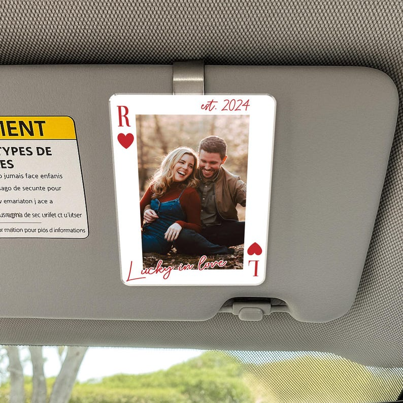 Personalized Couple Photo Car Visor Clip, Drive Safe Gift for Him, Valentines Day Gift for Boyfriend CH07 910430