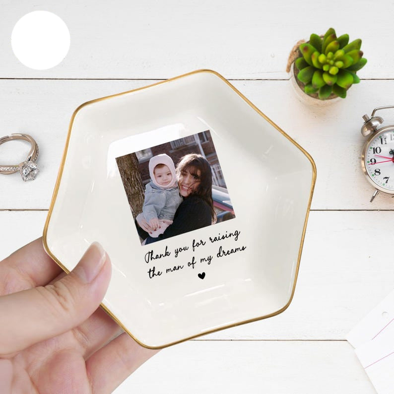 Photo Gifts for Mom Wedding Day, Custom Photo Wedding Ring Dish, Mother Of The Bride Jewelry Dish, Custom Jewelry Tray for Mom TH10 898955