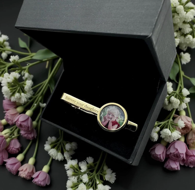 Custom Photo And Text Tie Clip For Groom, Husband, Dad TH10 169391