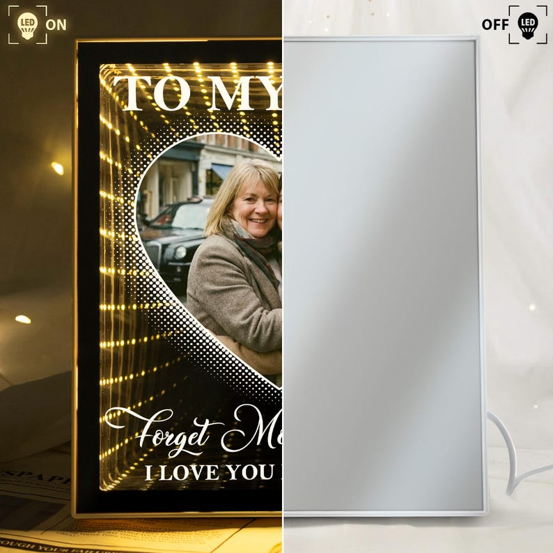 Personalized Photo Infinity Mirror Light Box, Forget Mothers Day Love You LED Frame, Mother's Day Gift For Mom TH10 169185
