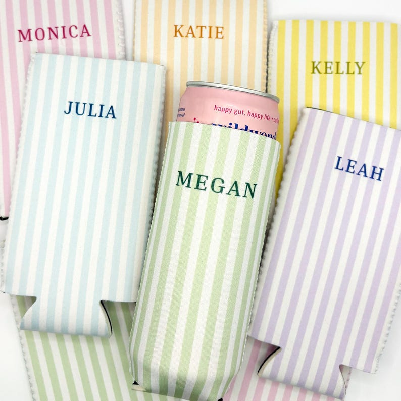 Monogrammed Slim Can Cooler Personalized Name Bachelorette Favor Grandmillennial Skinny Can Cooler TH10 169687