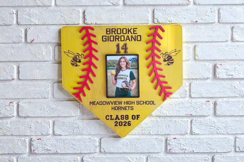 Personalized Baseball Home Plate Wood Sign with Photo Senior Gift TH10 169559