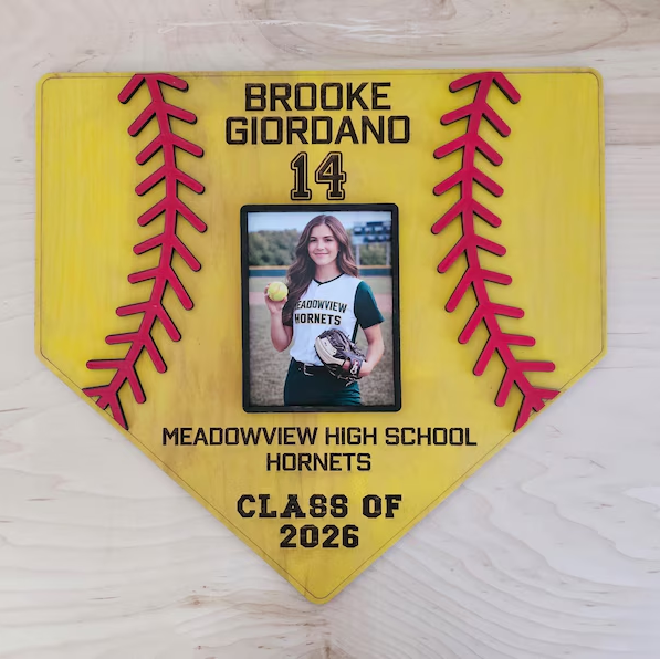 Personalized Baseball Home Plate Wood Sign with Photo Senior Gift TH10 169559