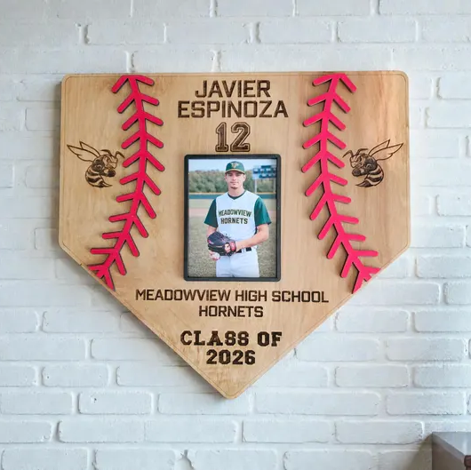 Personalized Baseball Home Plate Wood Sign with Photo Senior Gift TH10 169559