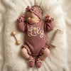 Personalized Baby Romper Set, Baby Girl Romper, Hand Embroidered Newborn Gift HO82 903820