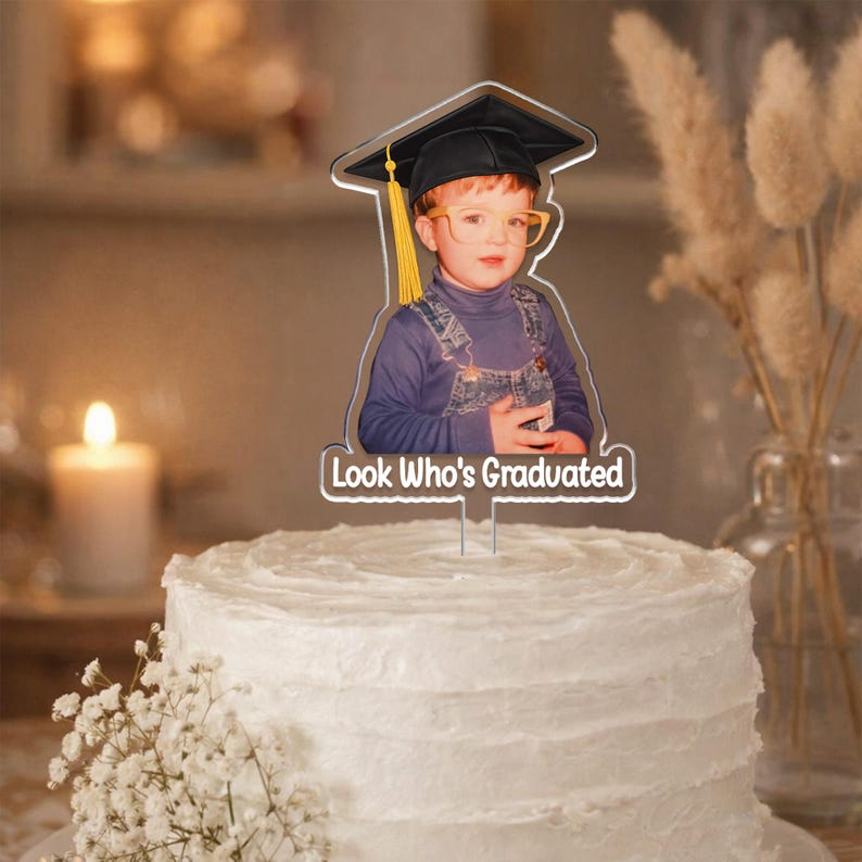 Custom Graduation Cake Topper, Personalized Photo Grad Topper, Class of 2026 Cake Decoration, Graduation Party Cake Decor TH10 169693