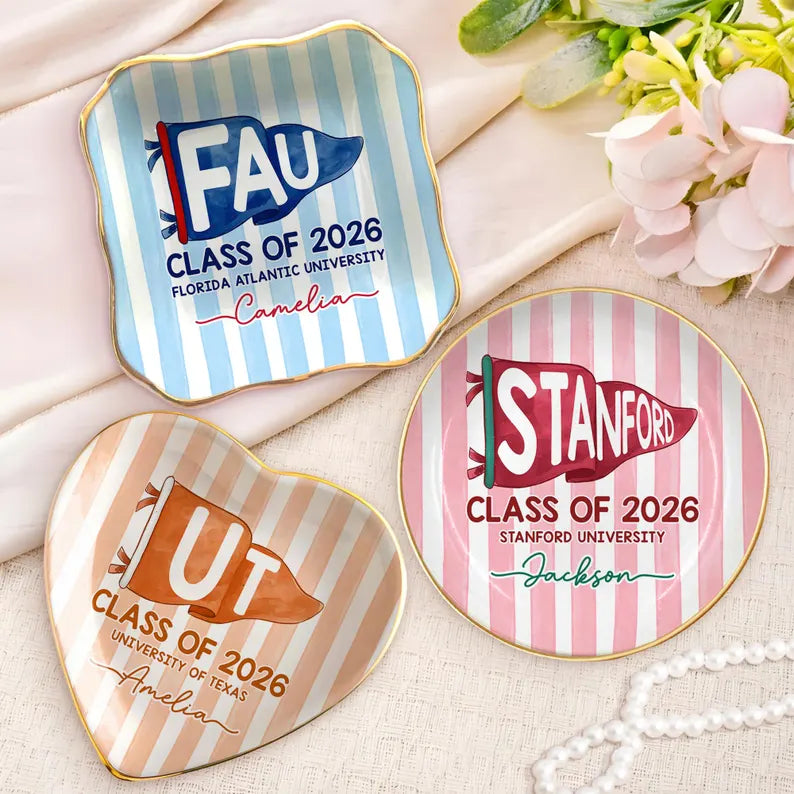 Custom School Pennant Flag Ring Dish - Graduation Gift HO82 902154