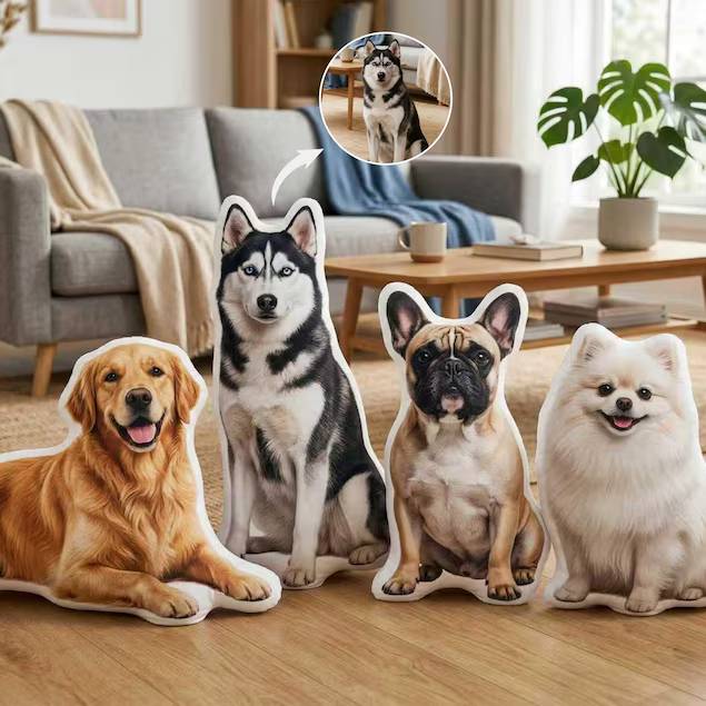 Custom Dog Cat Portrait Photo 3D Custom Shaped Pillow - Pet Memorial Gift for Pet Lovers HO82 903836