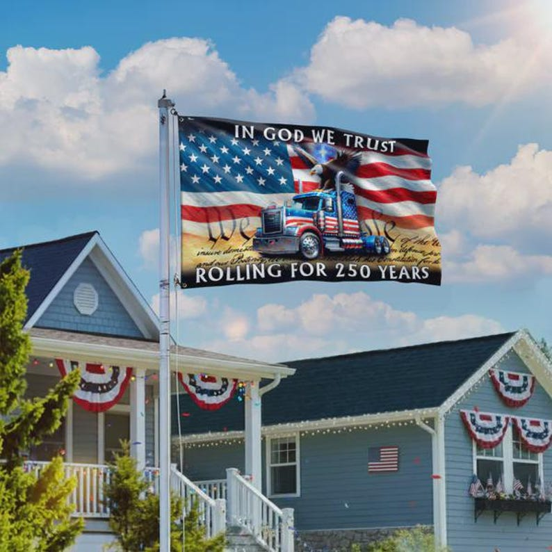 250 Years Rolling American Flag, Truck Driver Christ Gift, 1776-2026 Patriotic Semiquincentennial Decor TH10 169789