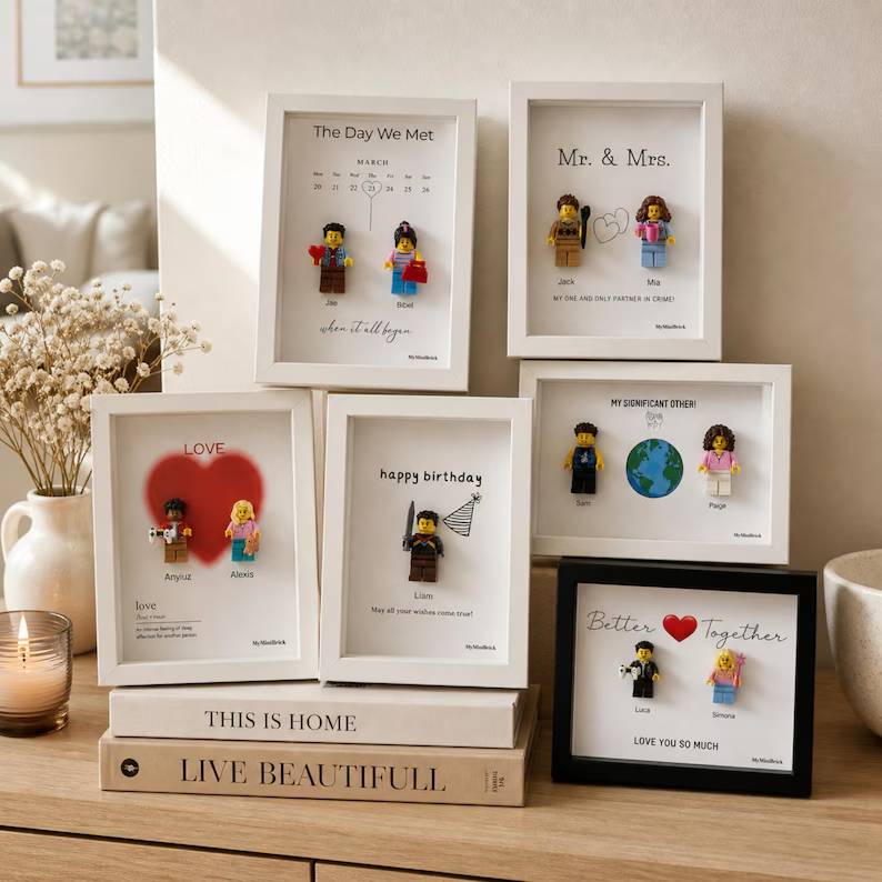 Personalized Couple Minifigure Character Frame - Romantic Keepsake For Partners HO82 903374