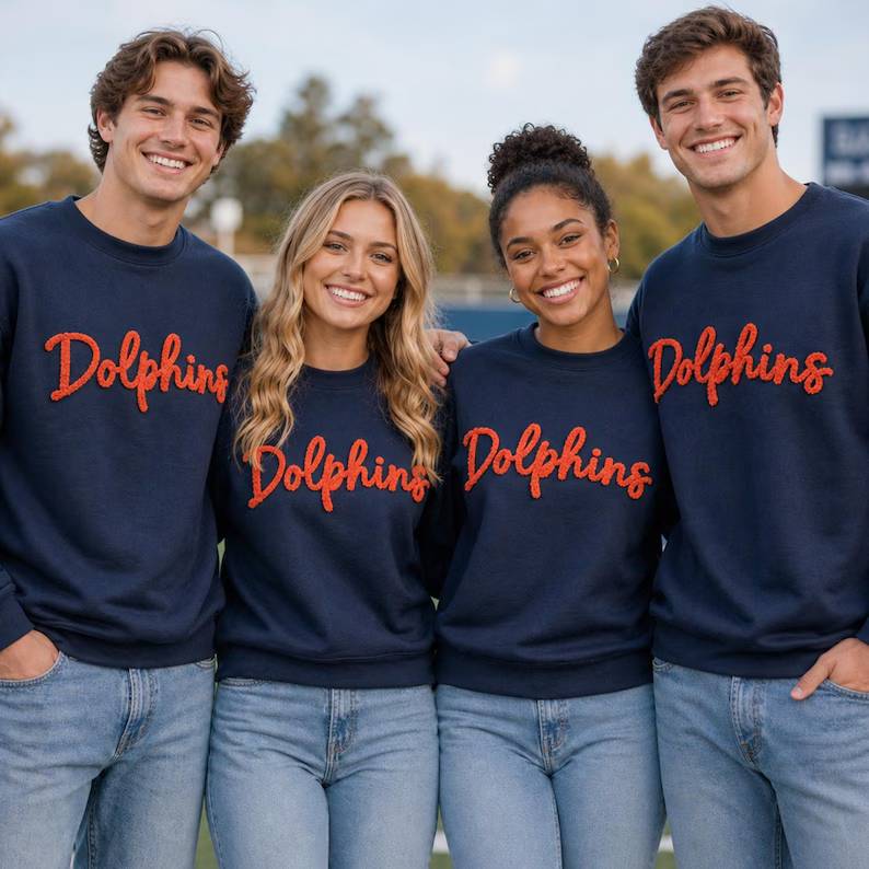Custom Fuzzy Letter Embroidered Sweatshirt, Varsity Style Sweatshirt HO82 904290