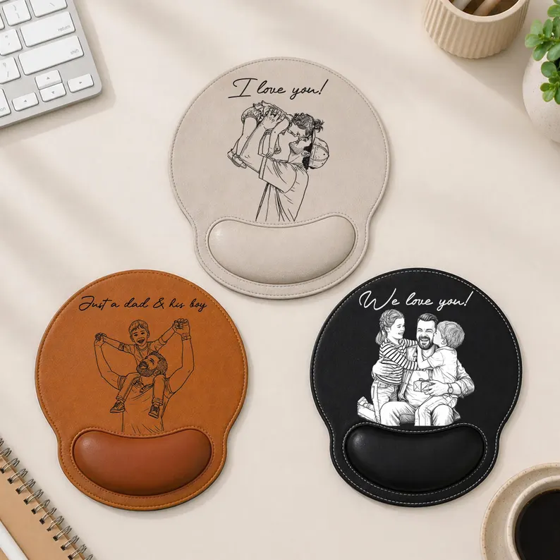 Custom Photo Sketch Line Art Father's Day Gift For Dad Mouse Mat TH10 170107