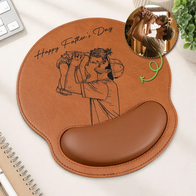 Custom Photo Sketch Line Art Father's Day Gift For Dad Mouse Mat TH10 170107