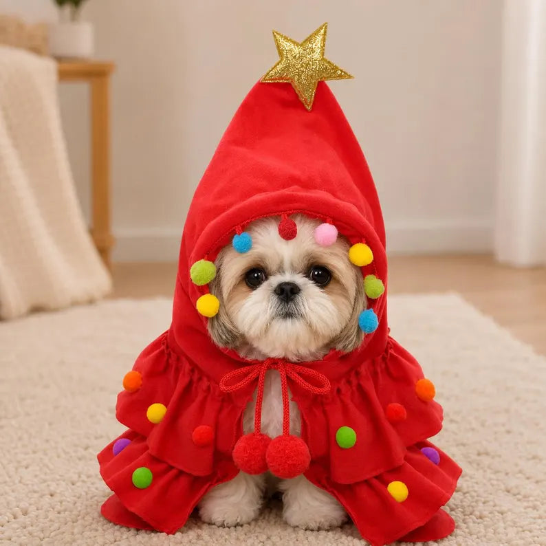 Personalized Pet Christmas Cape, Dog Holiday Cape, Embroidered Pet Name Cloak, Christmas Dog Outfit, Dog Mom Gift HO82 903776