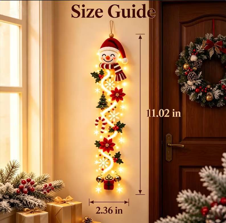 Christmas Lighted Door Hanger - Snowman Christmas Decor HO82 903760