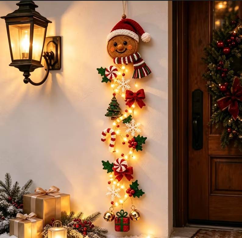 Christmas Lighted Door Hanger - Snowman Christmas Decor HO82 903760