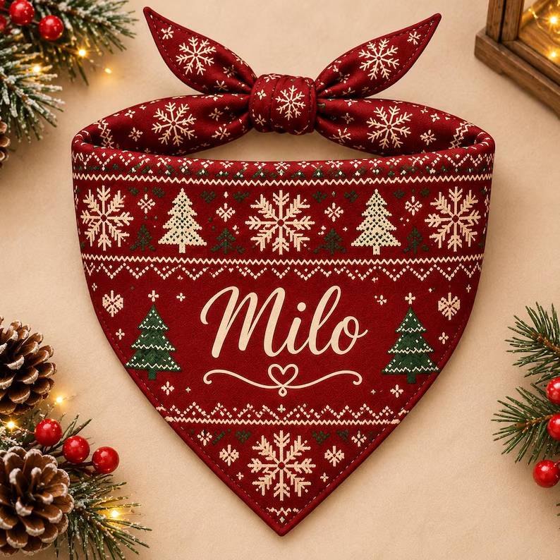 Personalized Christmas Pet Bandana - Gift For Dog Lovers HO82 904330
