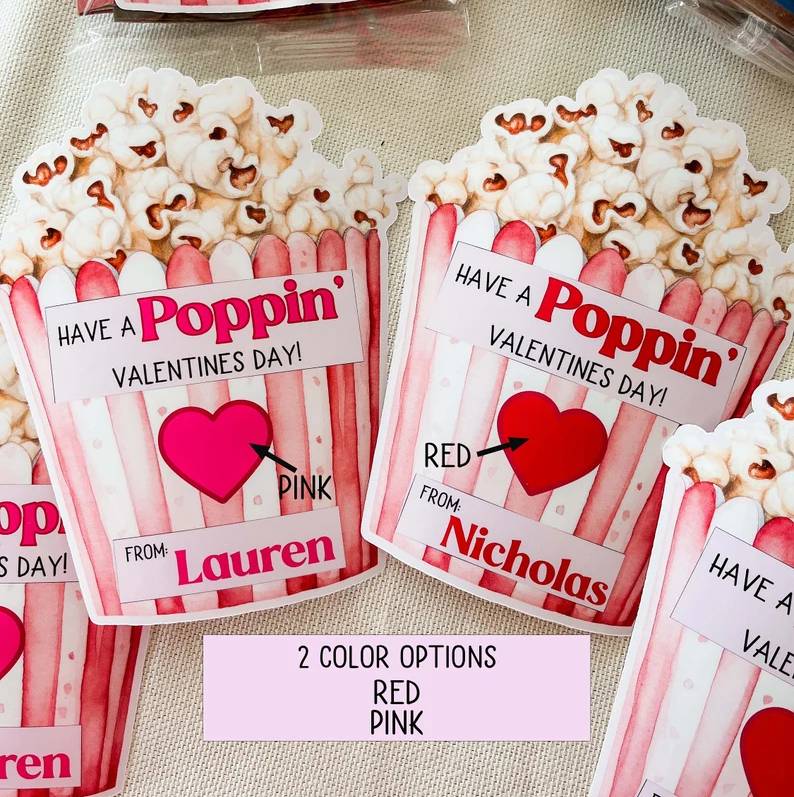 Custom Name Valentine Popcorn Sticker, Gift For Couple, Valentine's Day HO82 901174
