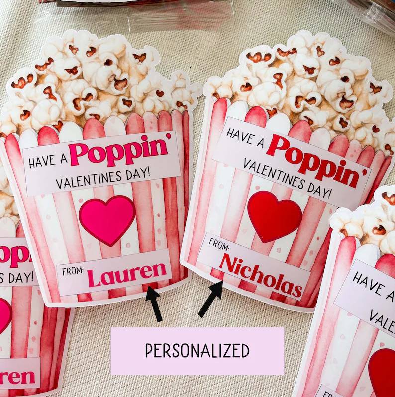 Custom Name Valentine Popcorn Sticker, Gift For Couple, Valentine's Day HO82 901174