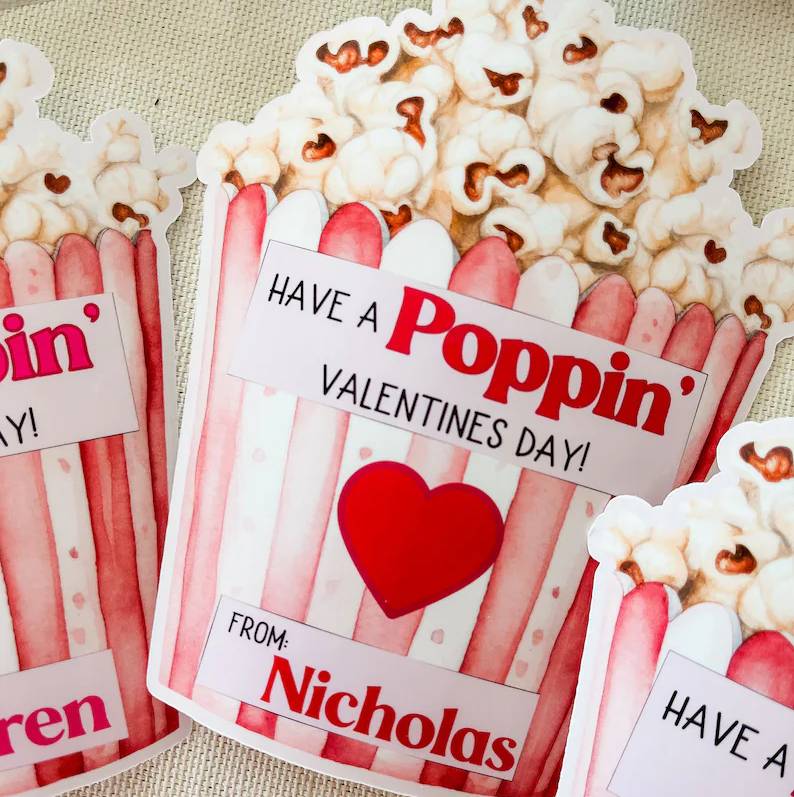 Custom Name Valentine Popcorn Sticker, Gift For Couple, Valentine's Day HO82 901174
