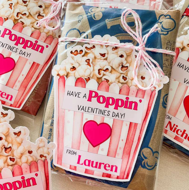 Custom Name Valentine Popcorn Sticker, Gift For Couple, Valentine's Day HO82 901174