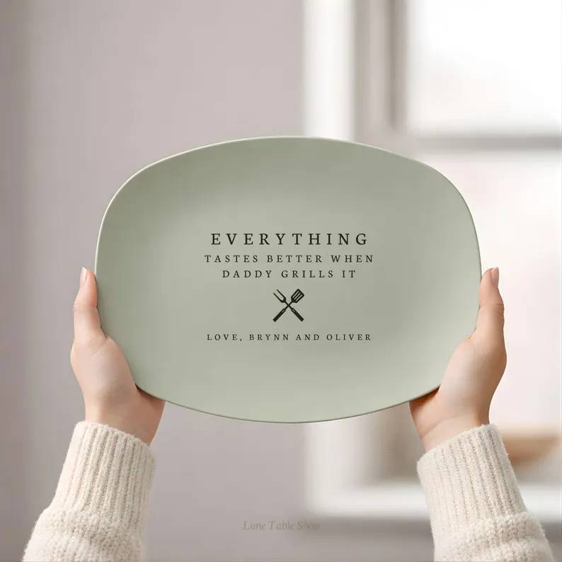 Custom Dad Grill Plate Daddy Grilling Platter, Personalized BBQ Tray -  Father's Day Gifts From Kids HO82 902522