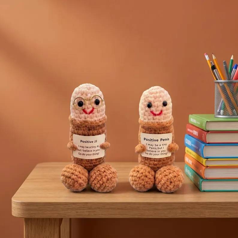 Personalized Crochet Emotional Support Doll, Funny Handmade Plush Gift, Custom Message Mini Doll Car Hanging Cute Encouragement Gift HO82 903750