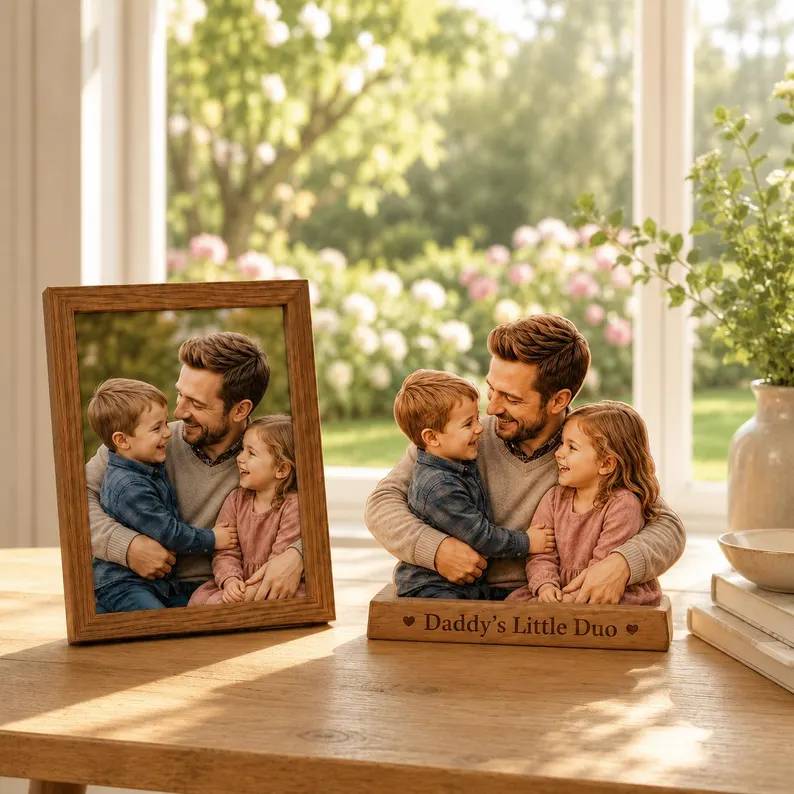 Custom Photo Dad with Kids Acrylic Block Plaque Father’s Day Gift HO82 902550