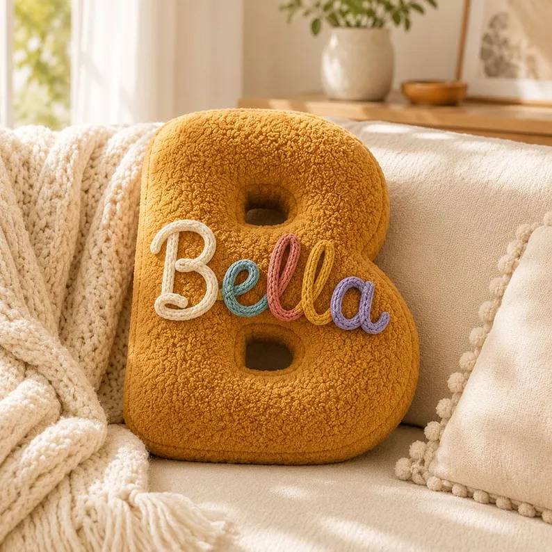 Personalized Letter Plush Pillow - Nursery Decor, Home Decor Gift, Housewarming Gift HO82 903848