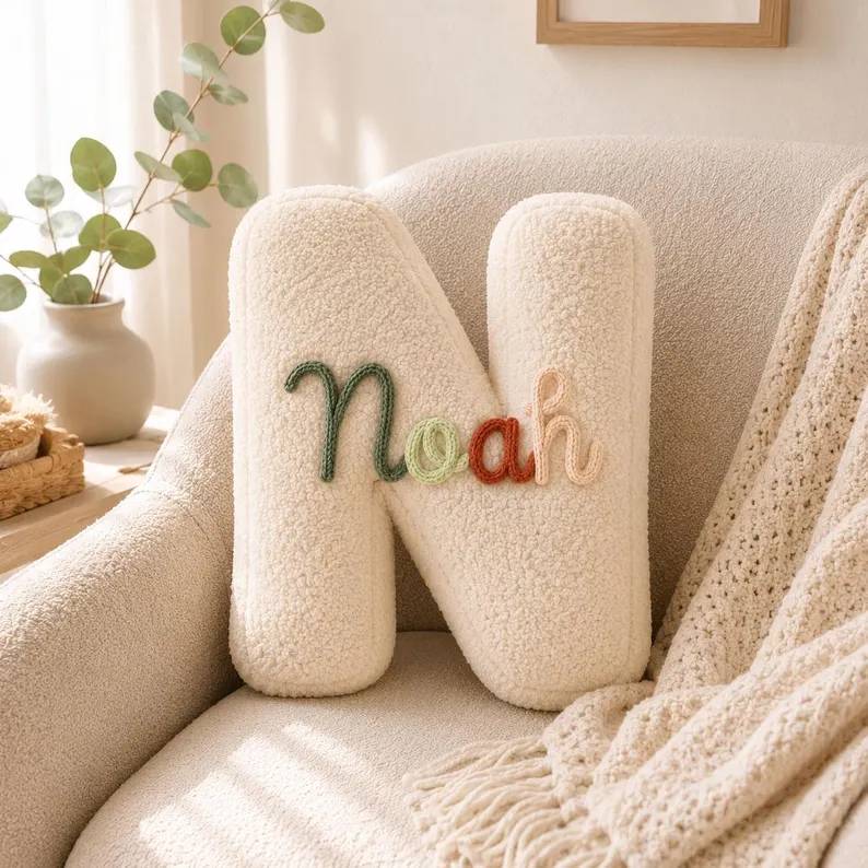 Personalized Letter Plush Pillow - Nursery Decor, Home Decor Gift, Housewarming Gift HO82 903848