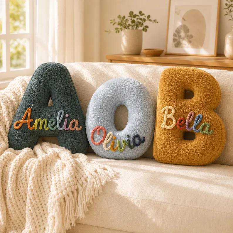 Personalized Letter Plush Pillow - Nursery Decor, Home Decor Gift, Housewarming Gift HO82 903848