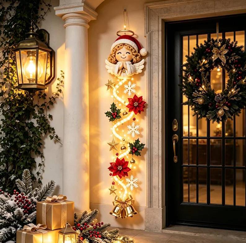 Christmas Lighted Door Hanger - Snowman Christmas Decor HO82 903760