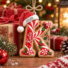 Personalized Peppermint Christmas Letter with Santa Hat Wood Ornament HO82 904276