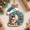 Personalized Initial Letter with Santa Hat Wood Ornament HO82 904272