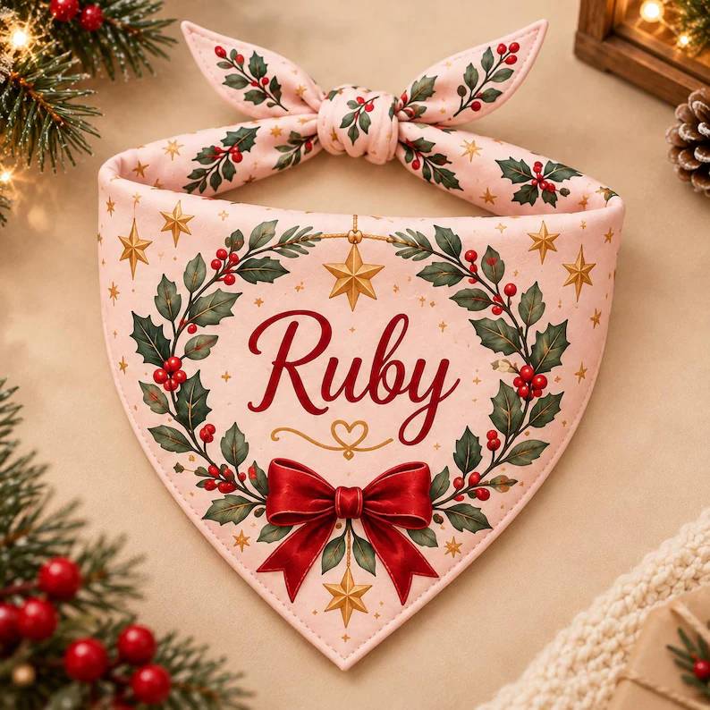 Personalized Christmas Pet Bandana - Gift For Dog Lovers HO82 904330