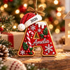 Personalized Gingerbread Letter with Santa Hat Wood Ornament HO82 904274