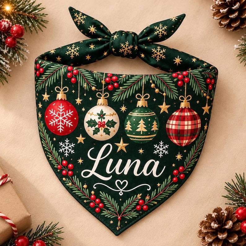 Personalized Christmas Pet Bandana - Gift For Dog Lovers HO82 904330