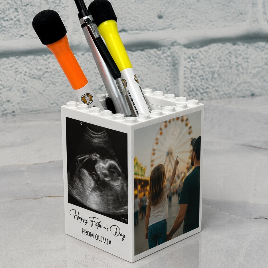 Custom Photo Happy Father's Day Brick Pencil Pot Gift For Family TH10 169991