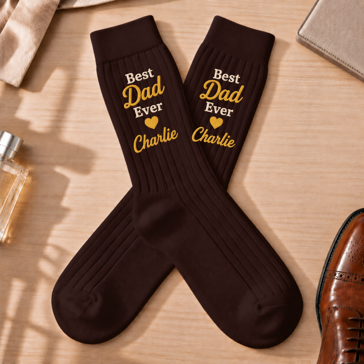 Personalized Name Best Dad Ever Embroidered Socks - Gift For Dad, Grandpa HO82 903842