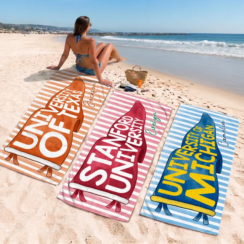 Personalized College Pennant Spirit Beach Towel – Graduation Gift HO82 902152