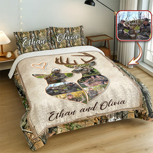 Custom Photo Hunter Couple Quilt Bedding Set Gift For Couple, Husband, Wife TH10 896725