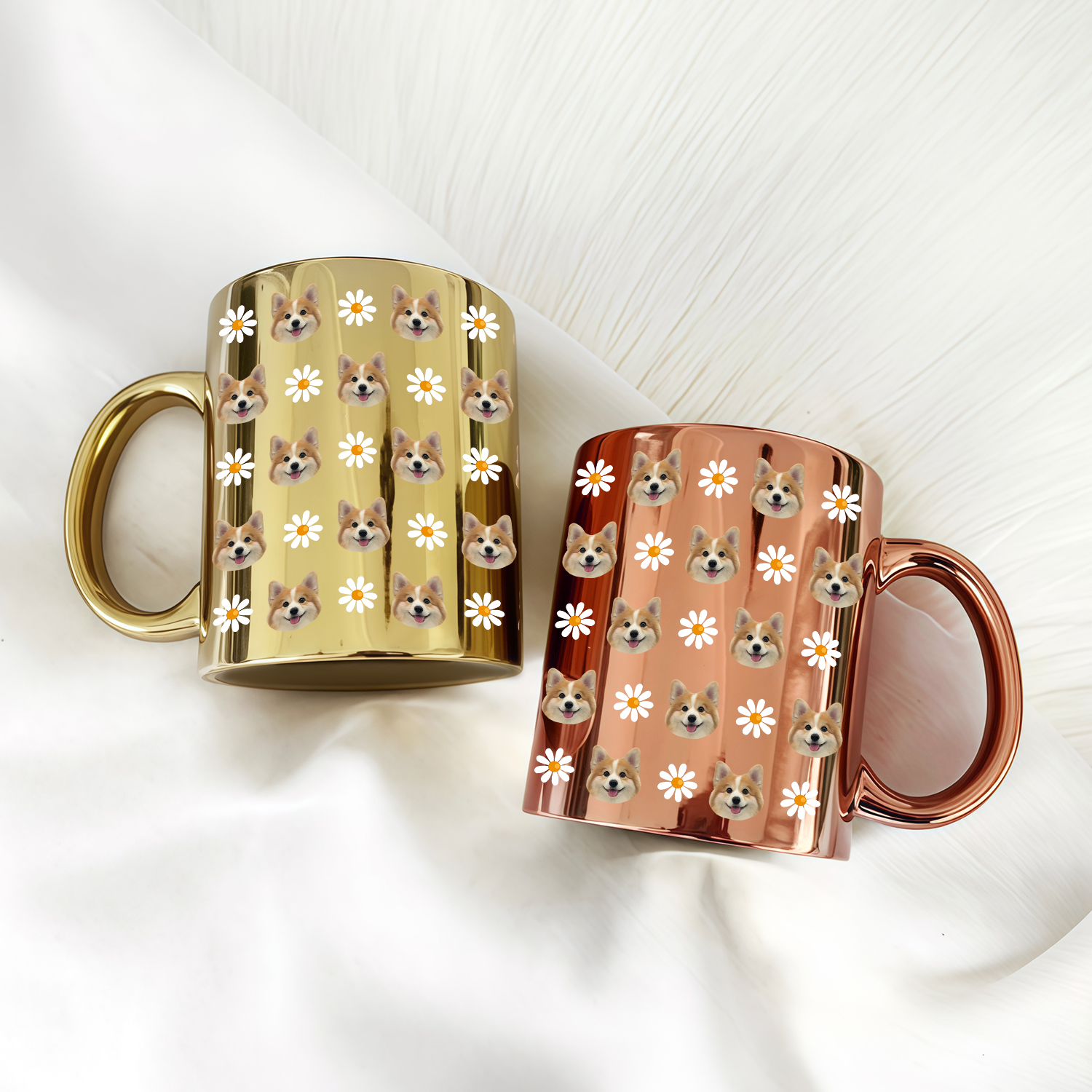 Custom Photo With Pattern Metallic Mug Gift for Dog Lovers HO82 900564