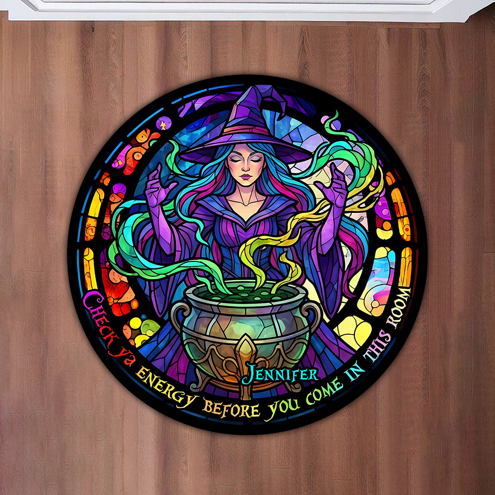 Custom Name Witch Check Ya Energy Halloween Custom Shape Doormat CH07 180172