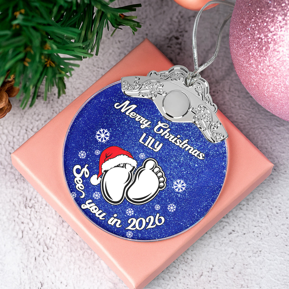 Baby Expecting See You In 2026 - Personalized Metal Top Glass Ornament For Christmas LM32 893975