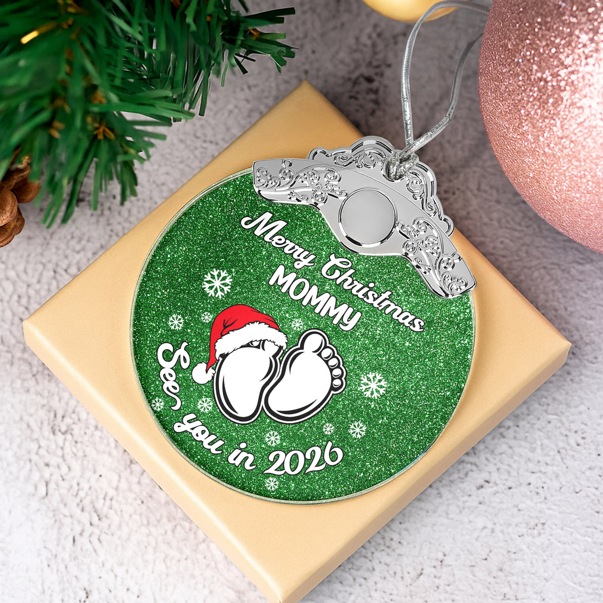 Baby Expecting See You In 2026 - Personalized Metal Top Glass Ornament For Christmas LM32 893975