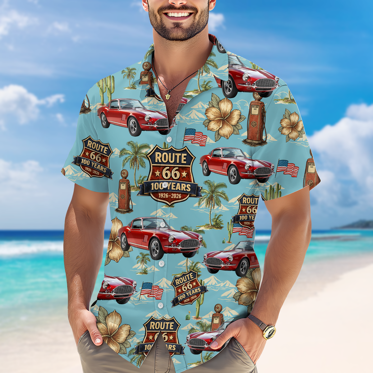 Custom Car Photo 100 Year Of Route 66 1926-2026 Hawaii Shirt CH07 910582