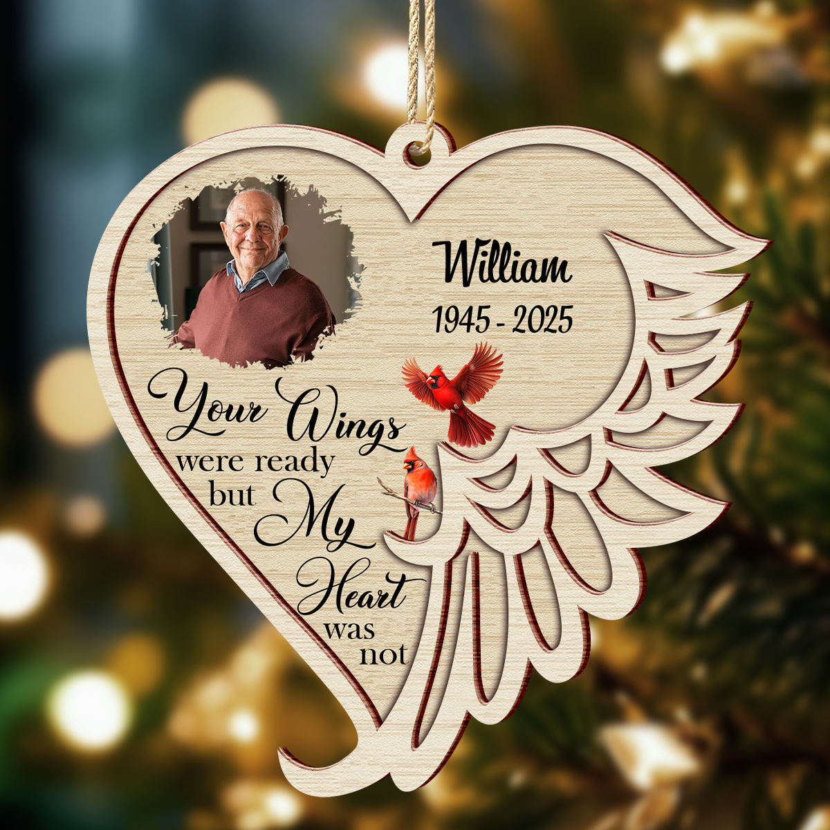 Your Wings Were Ready - Personalized 2 Layers Wooden Ornament Memorial Gift For Family Members LM32 895873