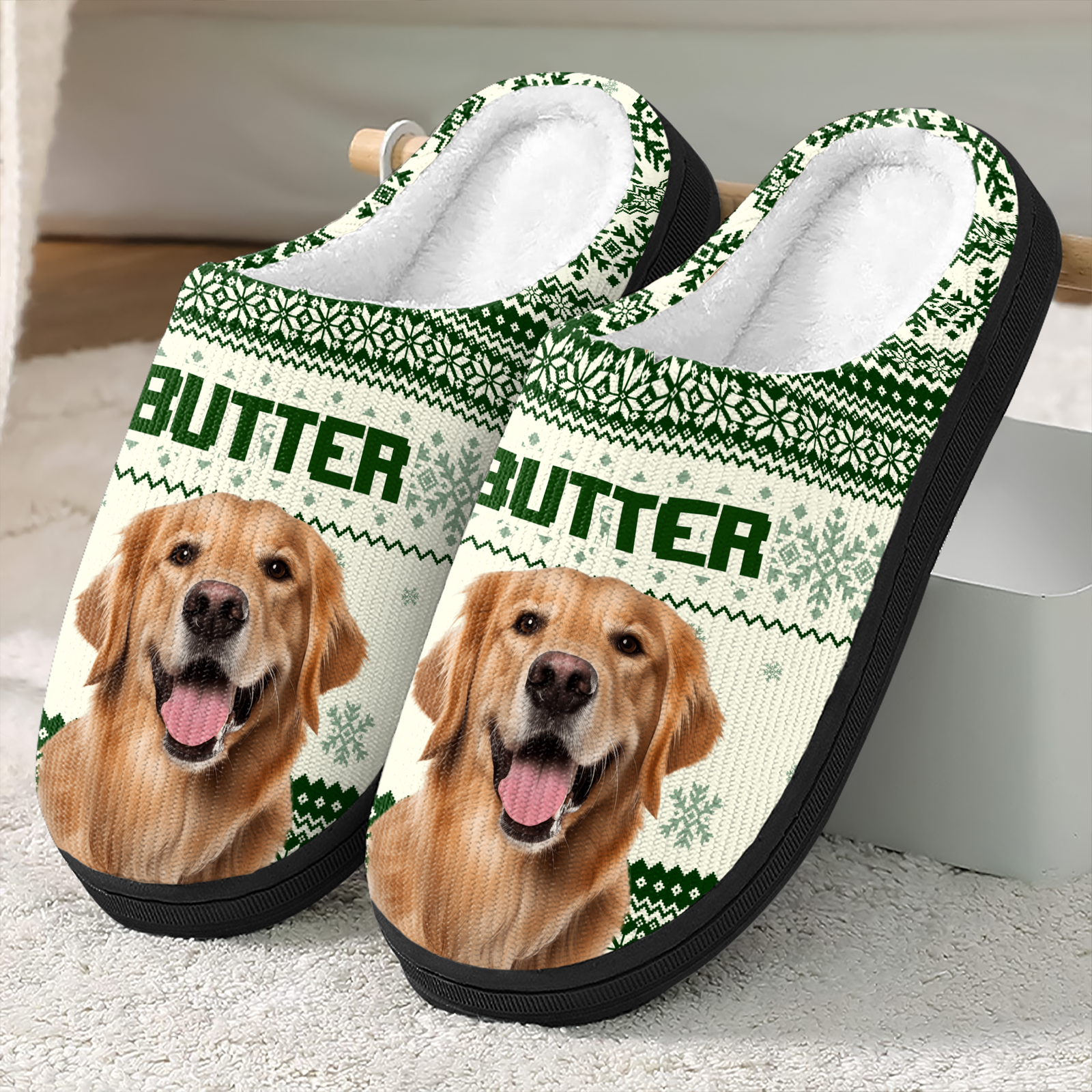 Custom Dog Photo Christmas Slipper For Dog Lovers CH07 896406